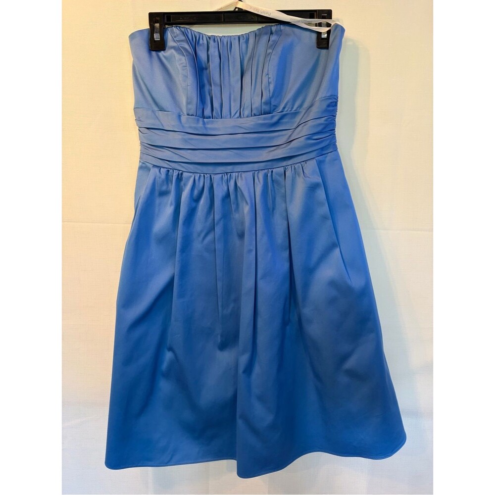 David's Bridal Strapless Royal Blue Prom Dress